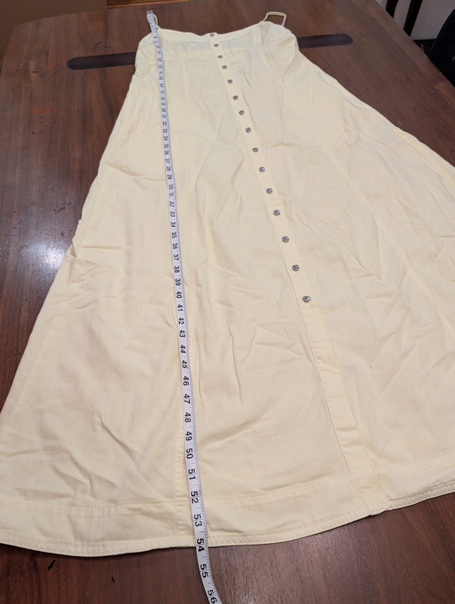 Free People Cotton Button-Front Maxi Dress — L
