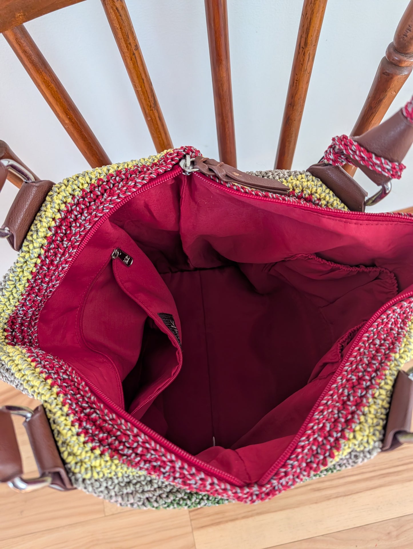 The Sak Multicolor Striped Crochet Shoulder Tote Bag