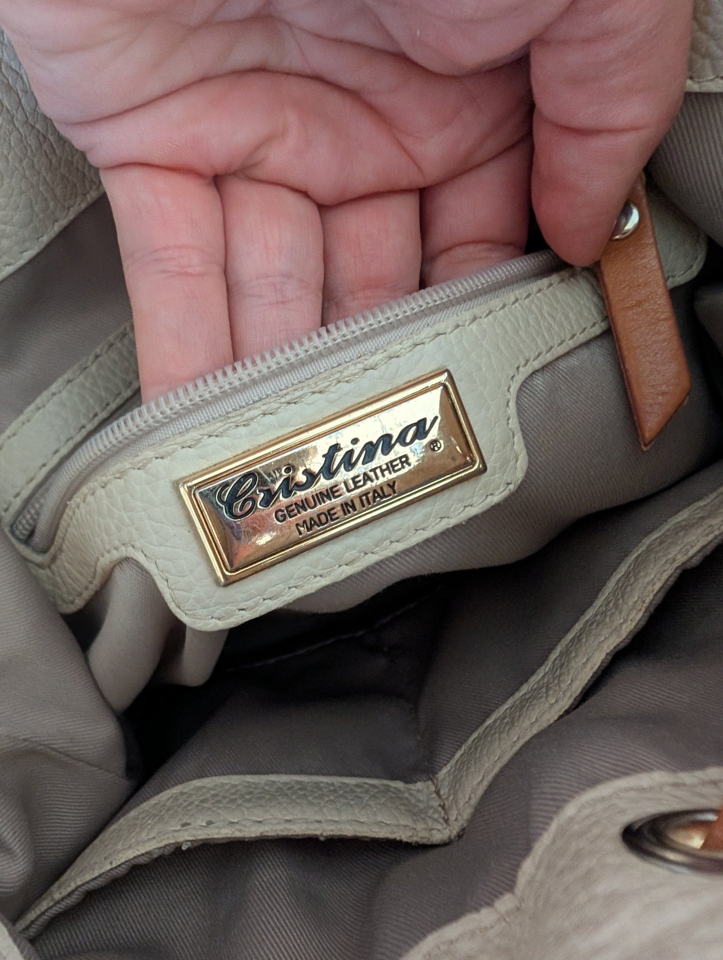 Cristina Made in Italy Leather Convertible Bucket Bag