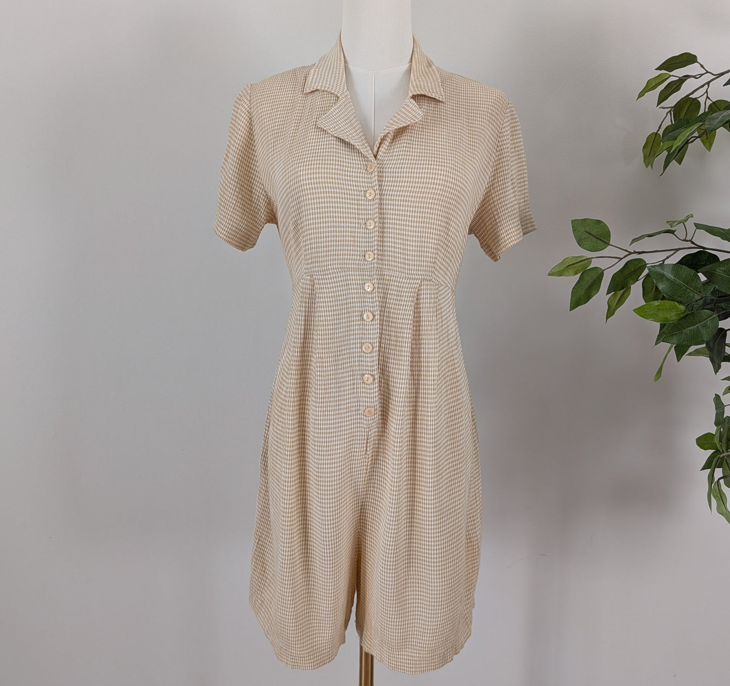 Vintage Gingham Plaid Romper - M