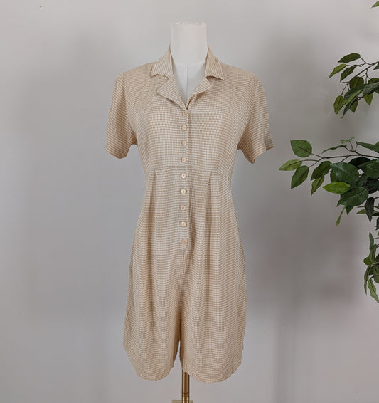 Vintage Gingham Plaid Romper - M