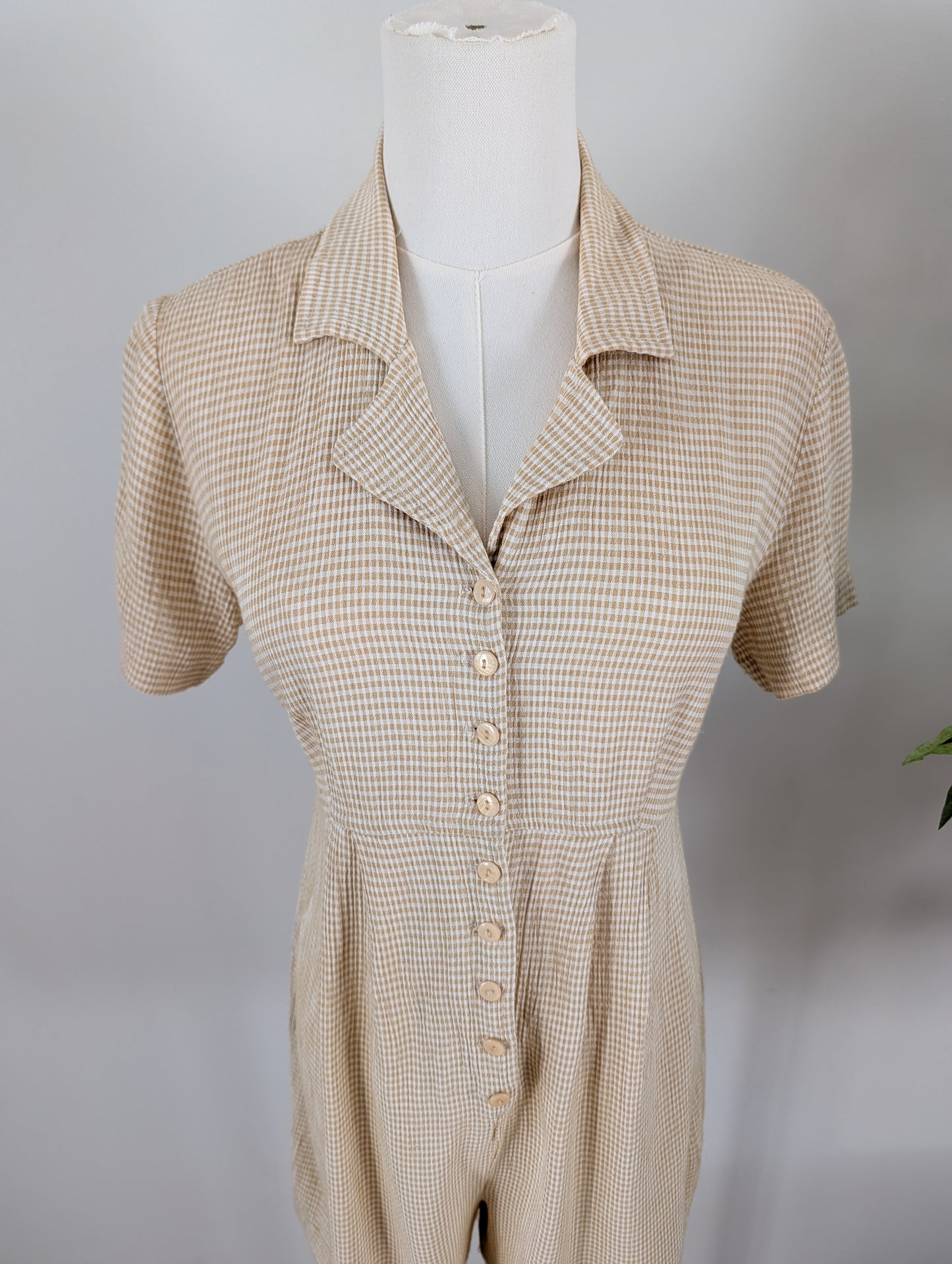 Vintage Gingham Plaid Romper - M