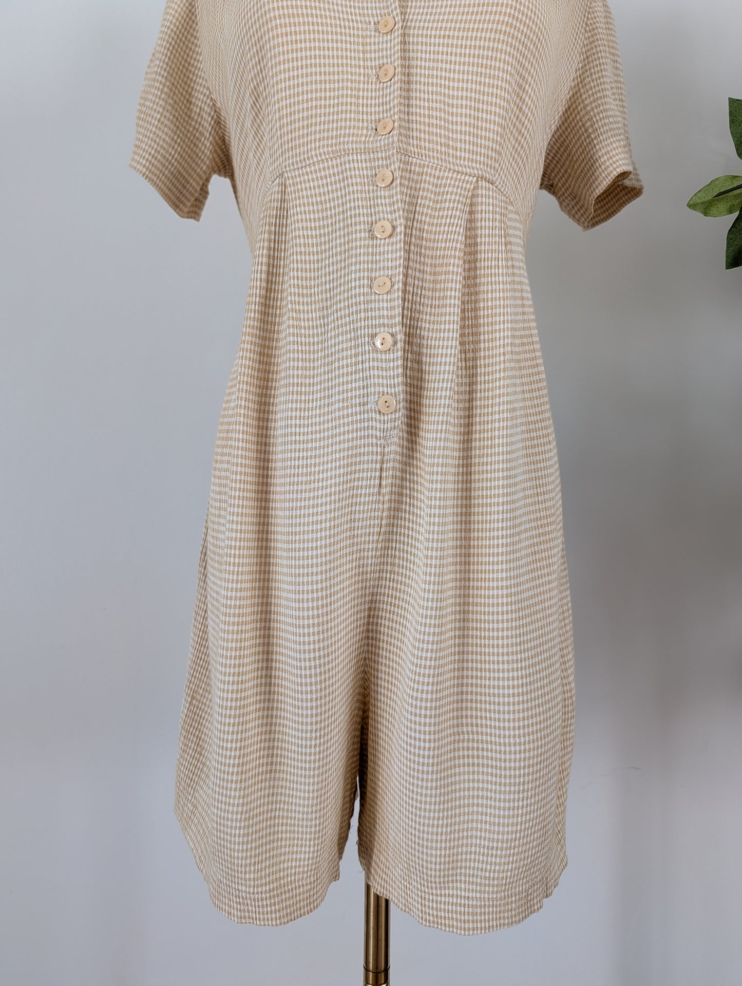 Vintage Gingham Plaid Romper - M