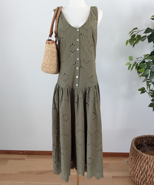 House of Harlow Cotton Eyelet Maxi Dress - 8