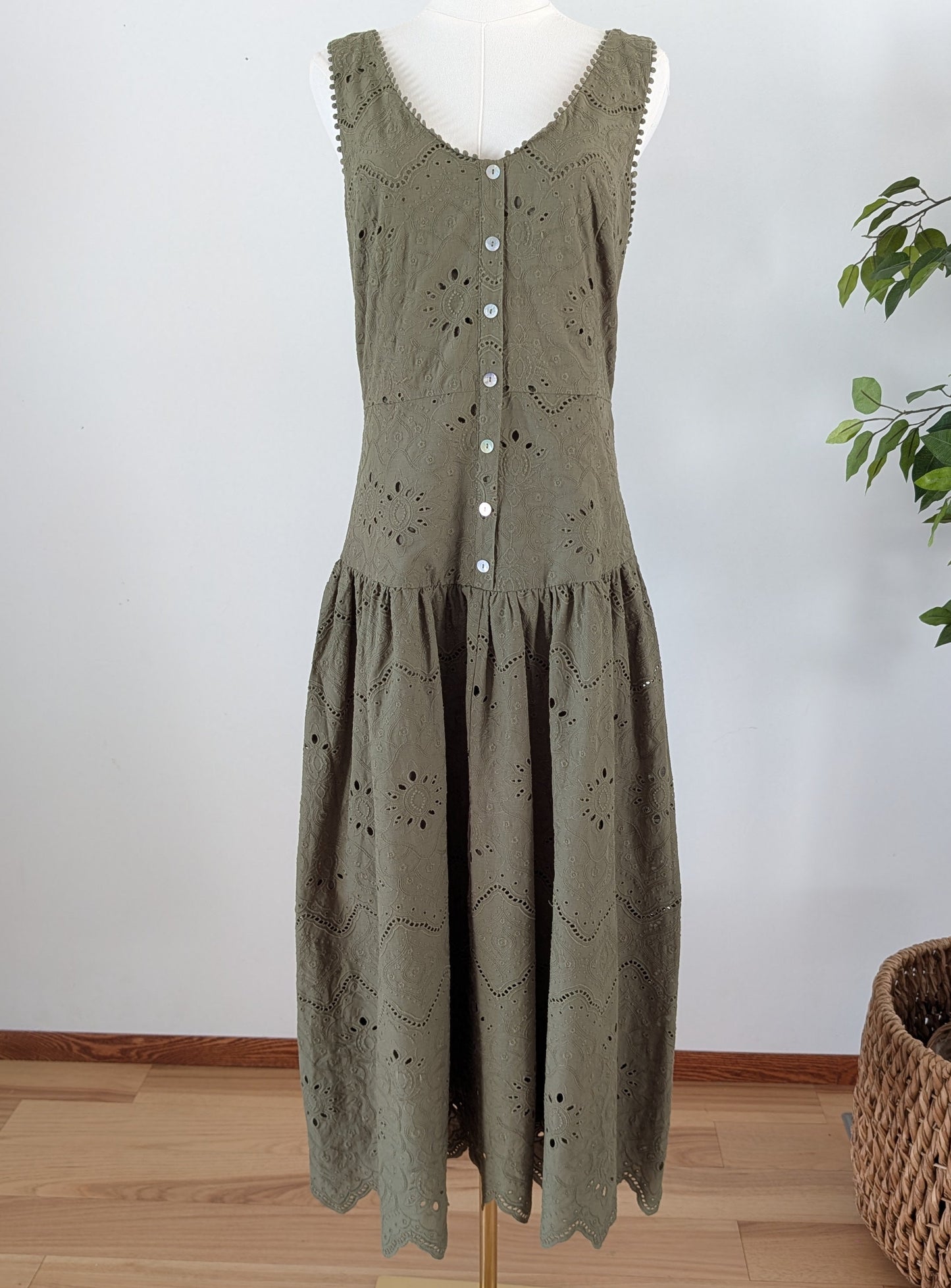 House of Harlow Cotton Eyelet Maxi Dress - 8