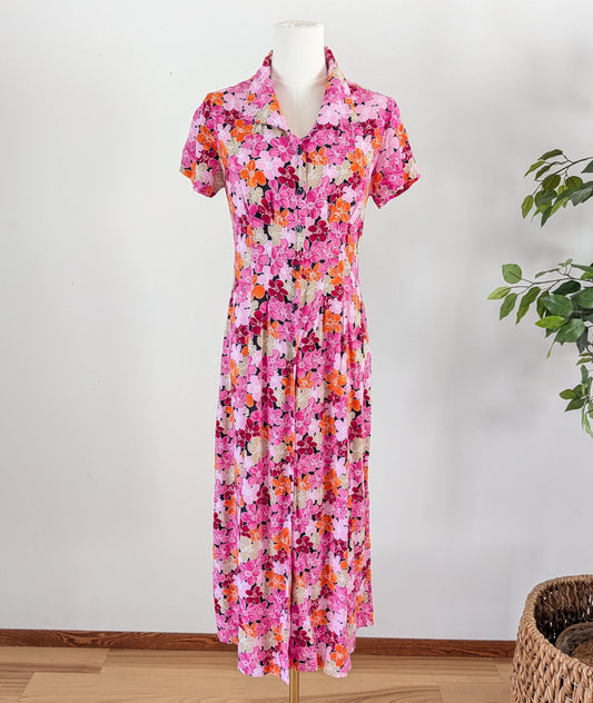 Colorful Tropical Floral Dress - S/4-6