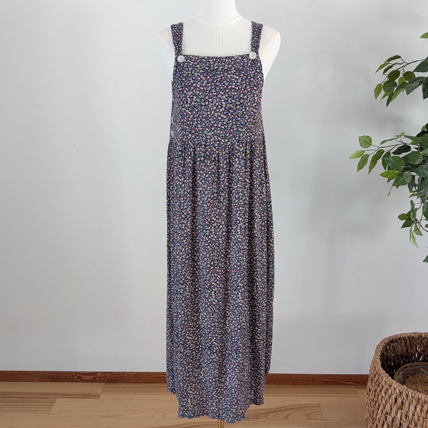 Vintage Floral Apron Dress - 6/S