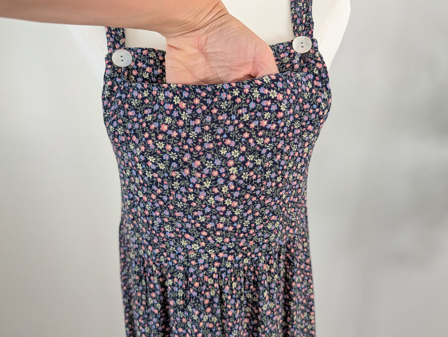 Vintage Floral Apron Dress - 6/S