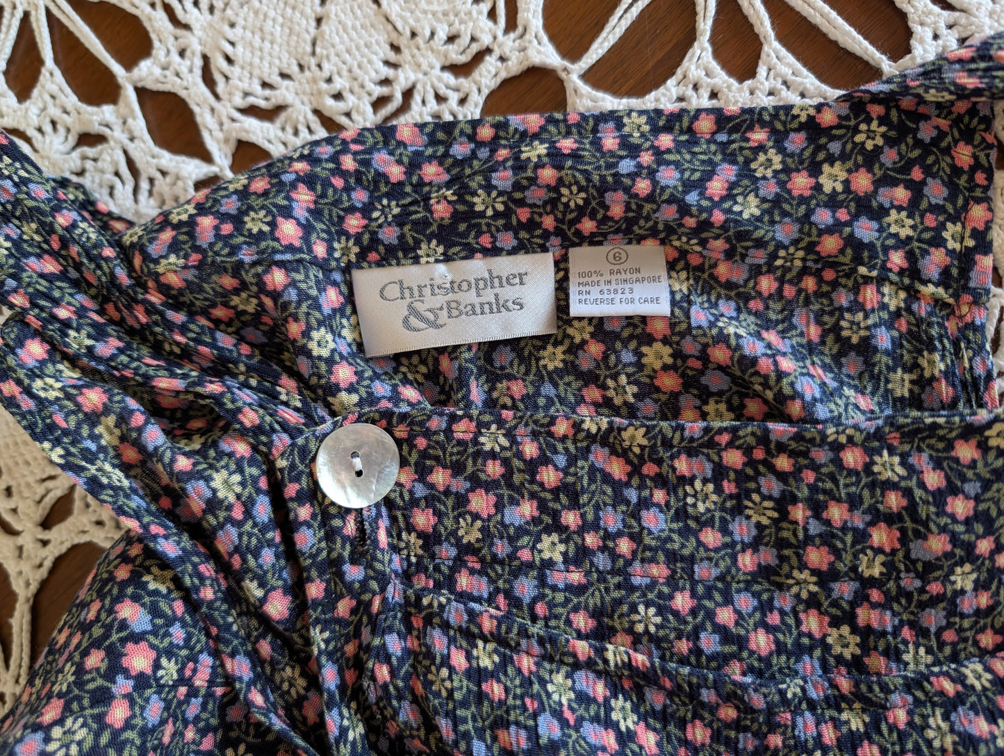 Vintage Floral Apron Dress - 6/S