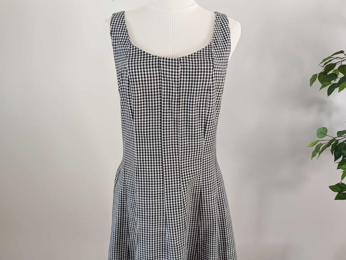 Gingham Plaid Midi Dress -6/S