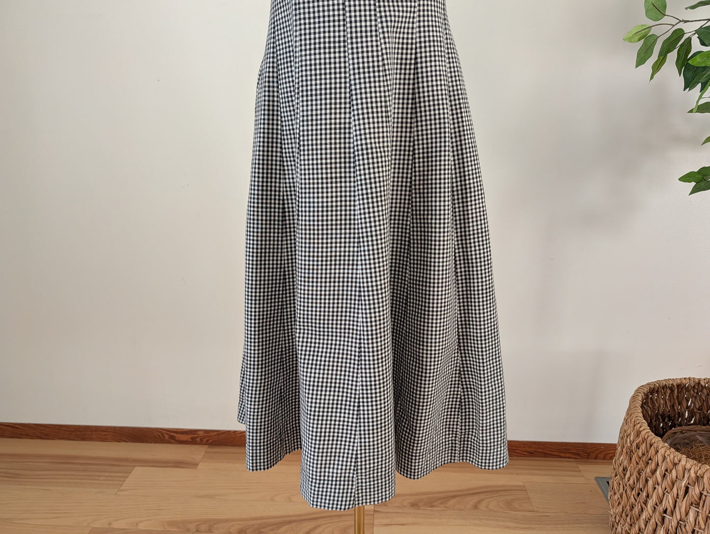 Gingham Plaid Midi Dress -6/S