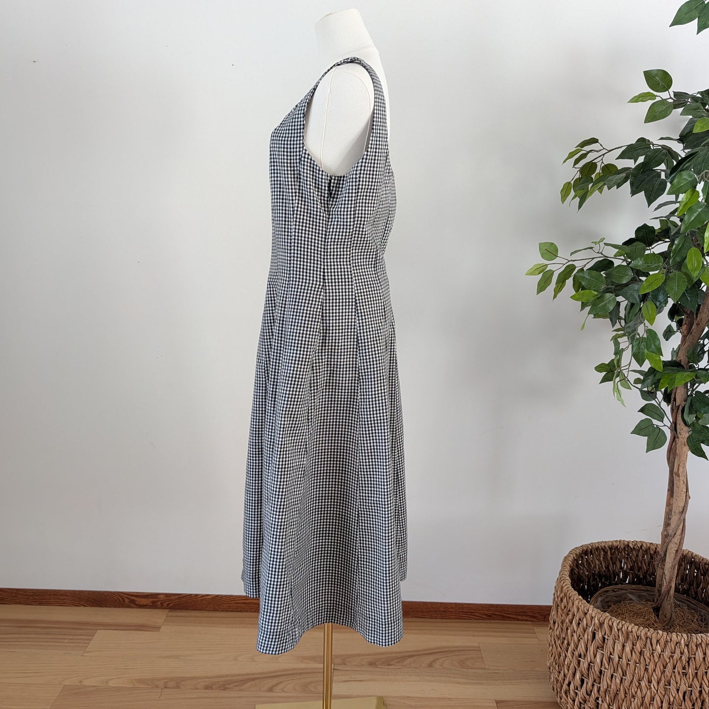 Gingham Plaid Midi Dress -6/S