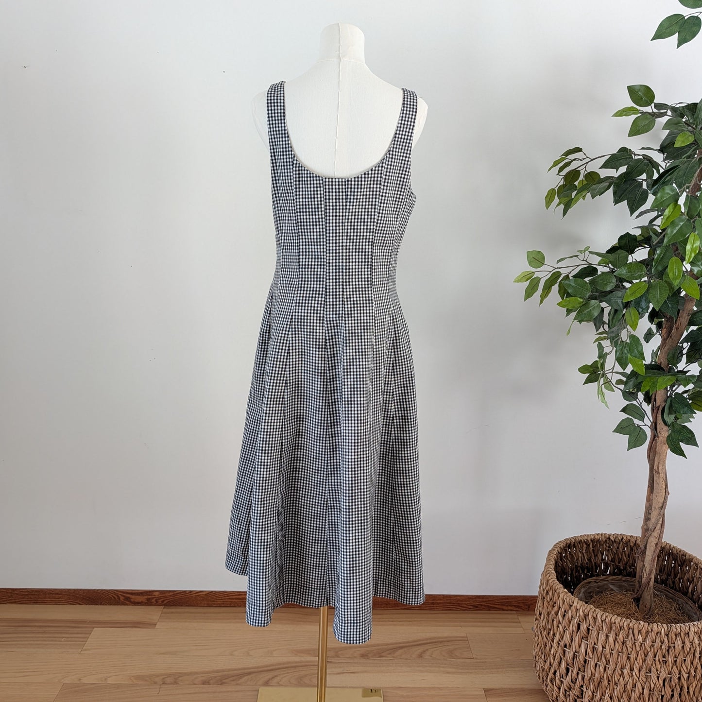 Gingham Plaid Midi Dress -6/S