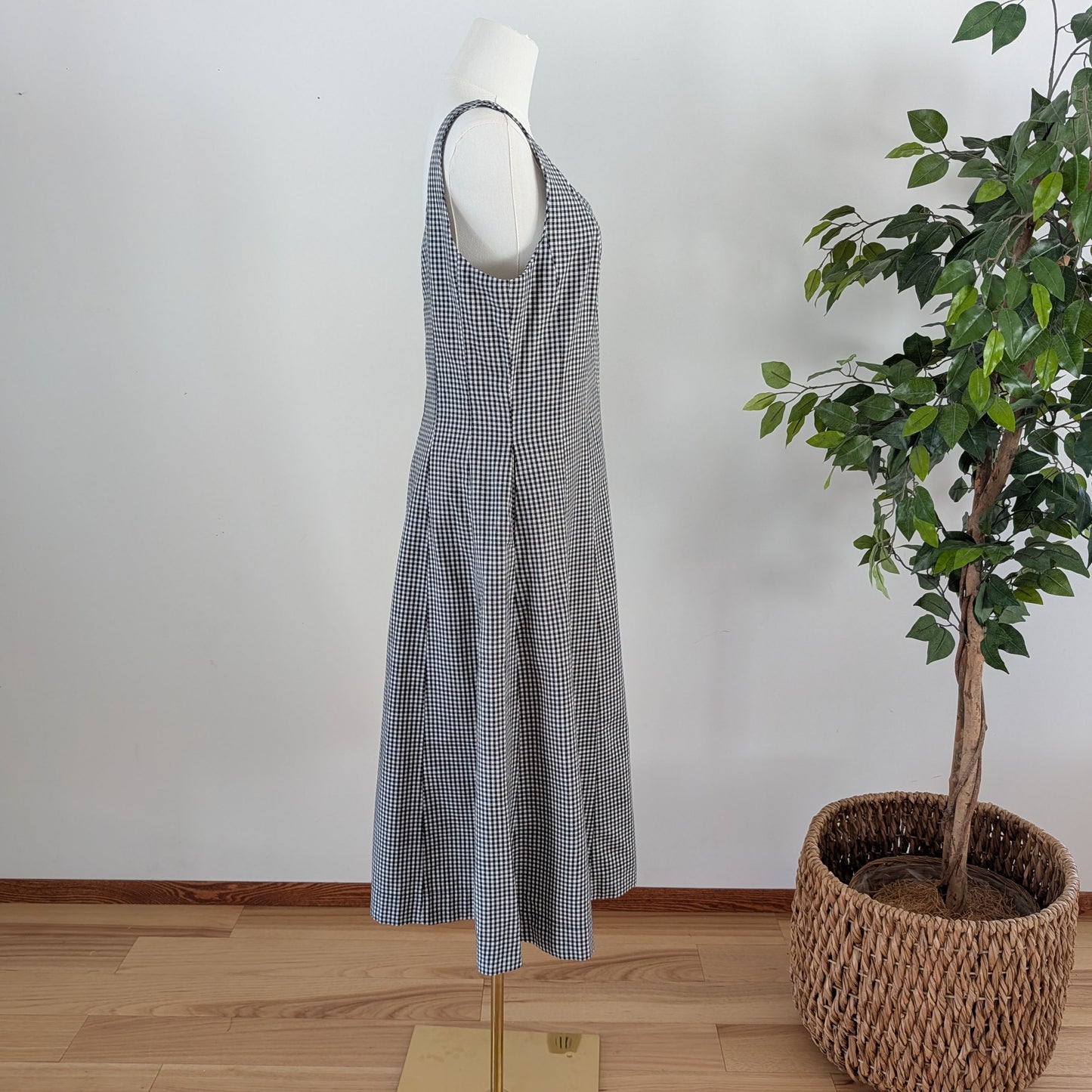 Gingham Plaid Midi Dress -6/S