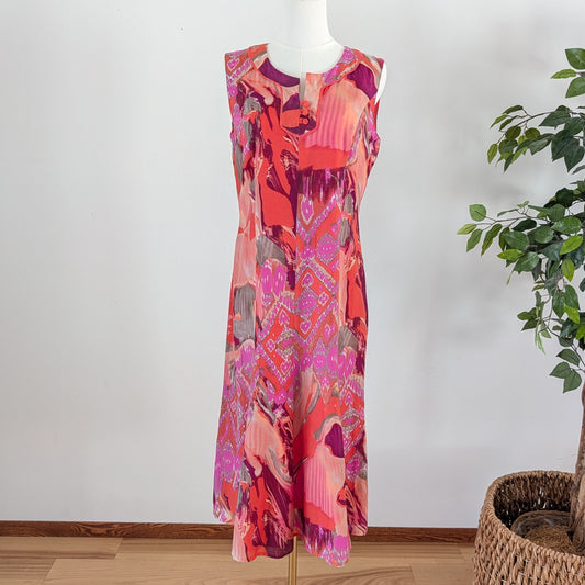 Silk Cotton Colorful Printed Dress - 8/M