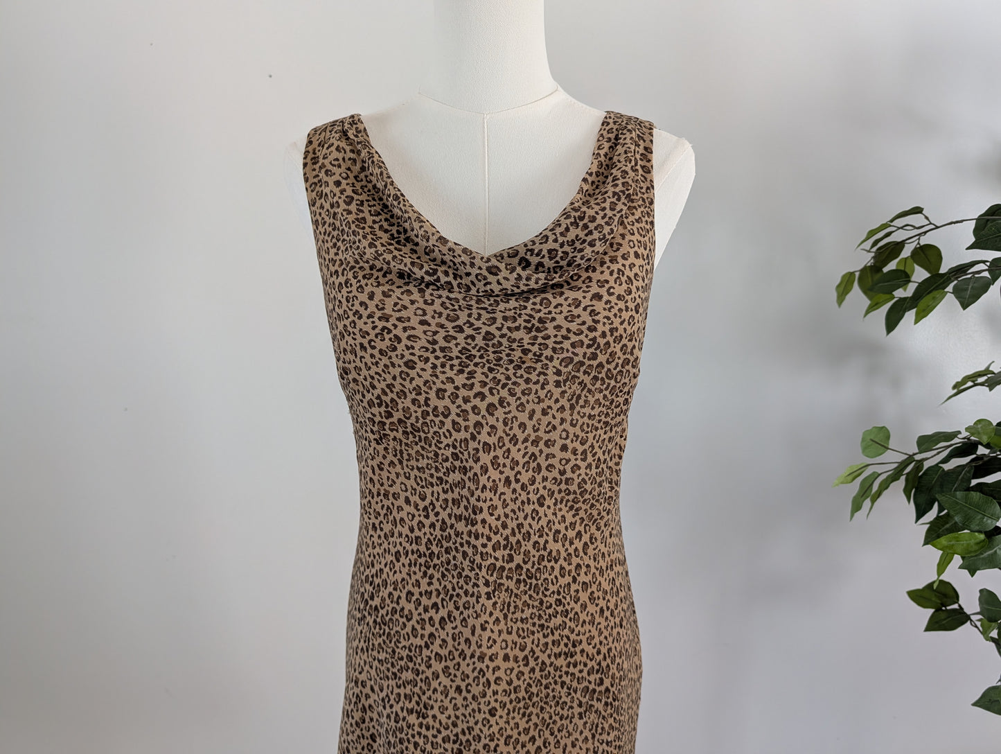 Vintage Ann Taylor Silk Leopard Cowl Neck Dress- 6/S