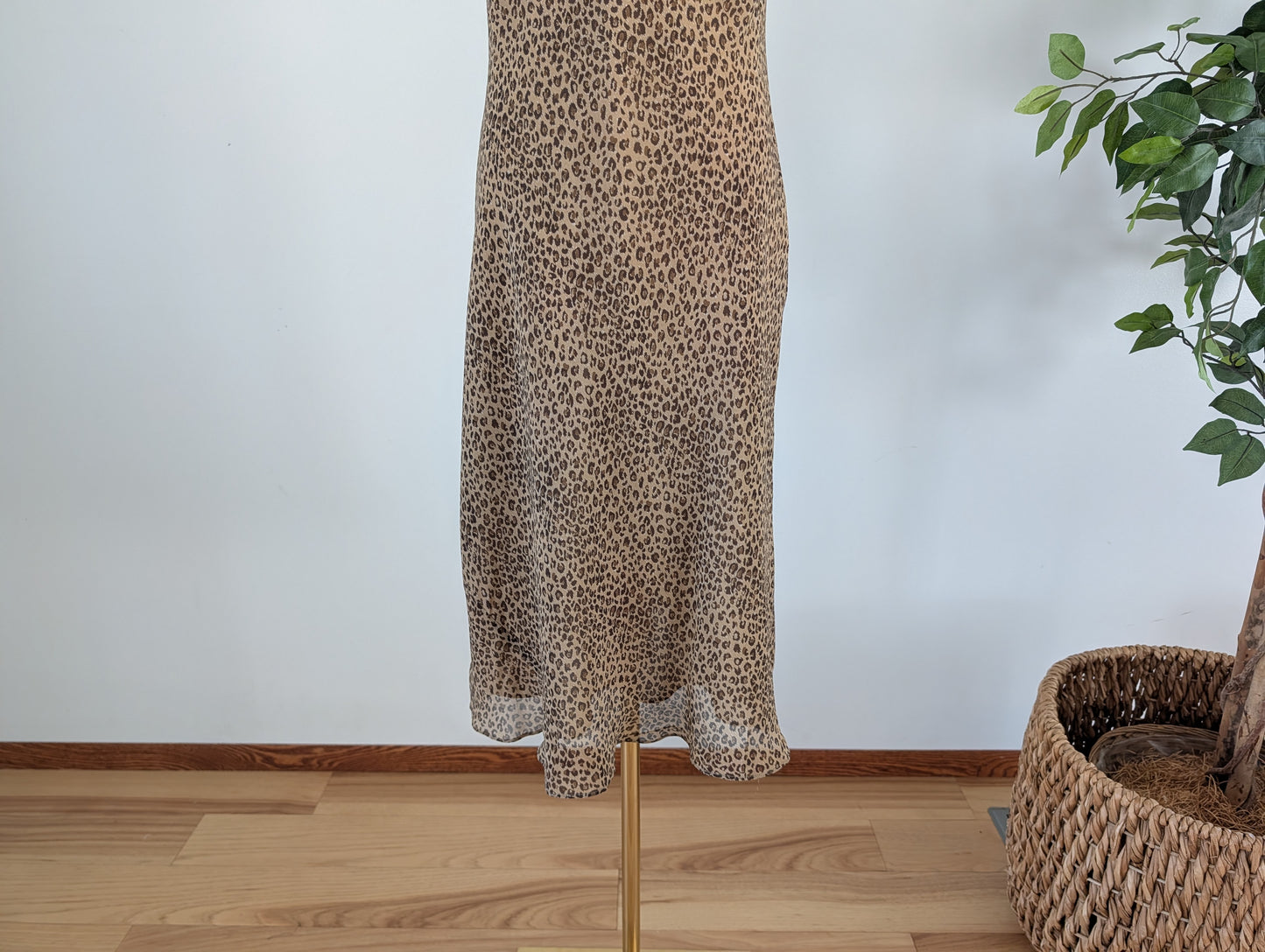 Vintage Ann Taylor Silk Leopard Cowl Neck Dress- 6/S