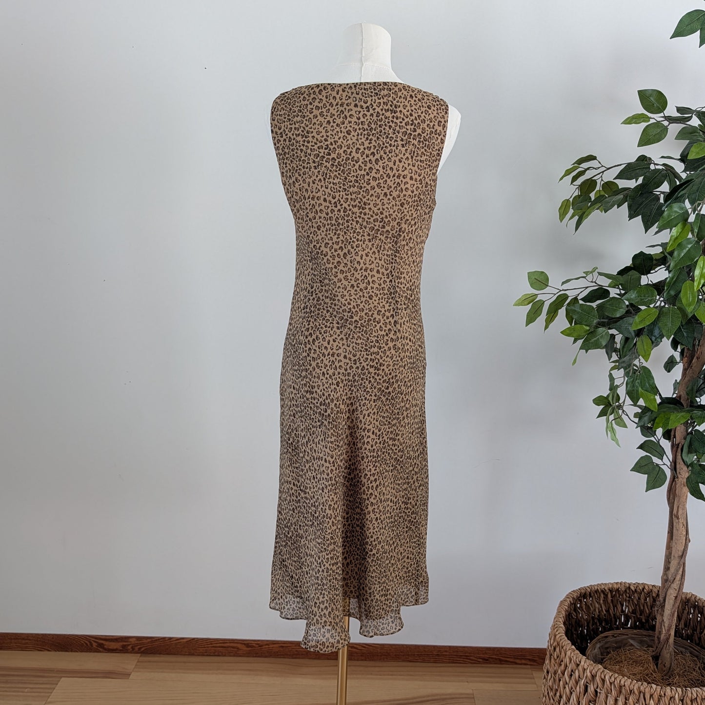 Vintage Ann Taylor Silk Leopard Cowl Neck Dress- 6/S