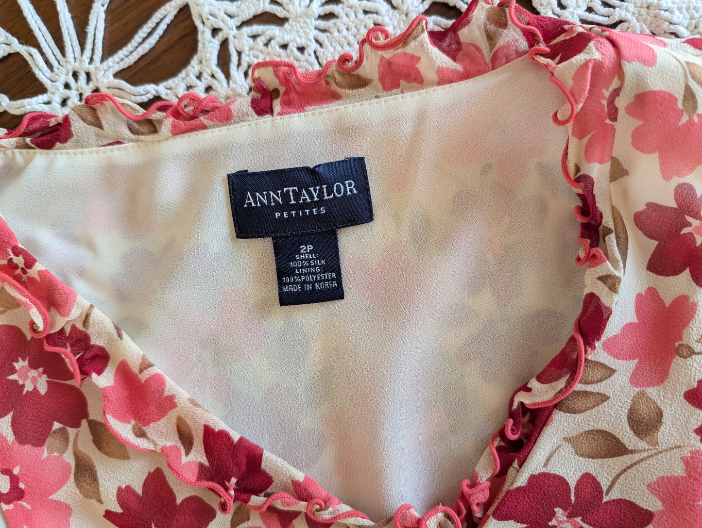 Vintage Ann Taylor Silk Floral Dress - 2P/XS