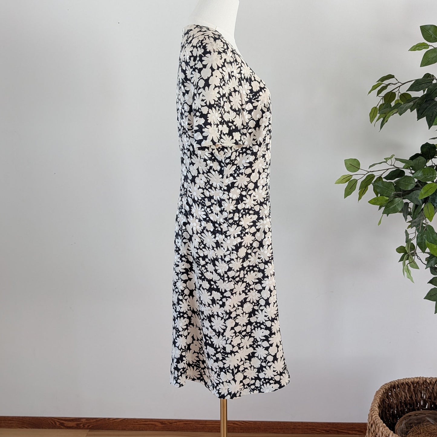 Vintage Silk Floral Dress - 10/M