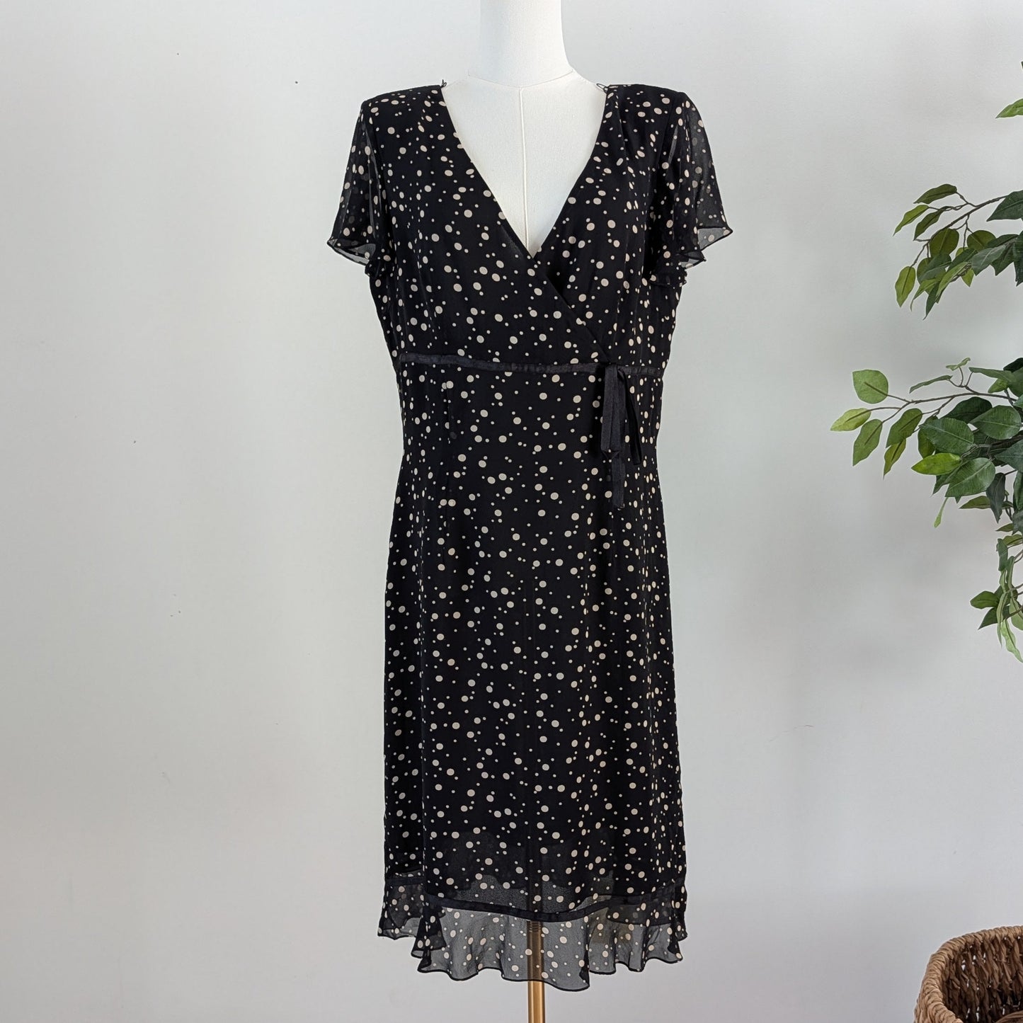 Vintage Silk Polkadot Bow Dress - 10