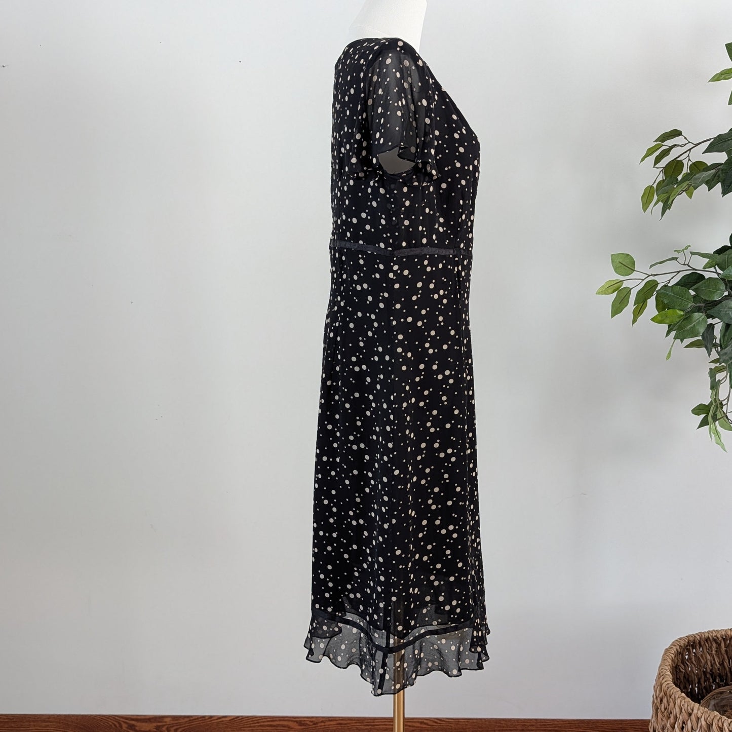 Vintage Silk Polkadot Bow Dress - 10