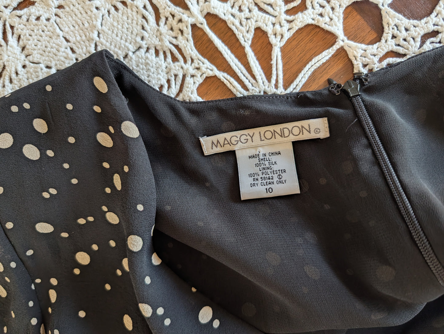 Vintage Silk Polkadot Bow Dress - 10