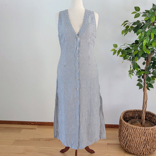 Onia Linen Blend Striped Maxi Dress - XL