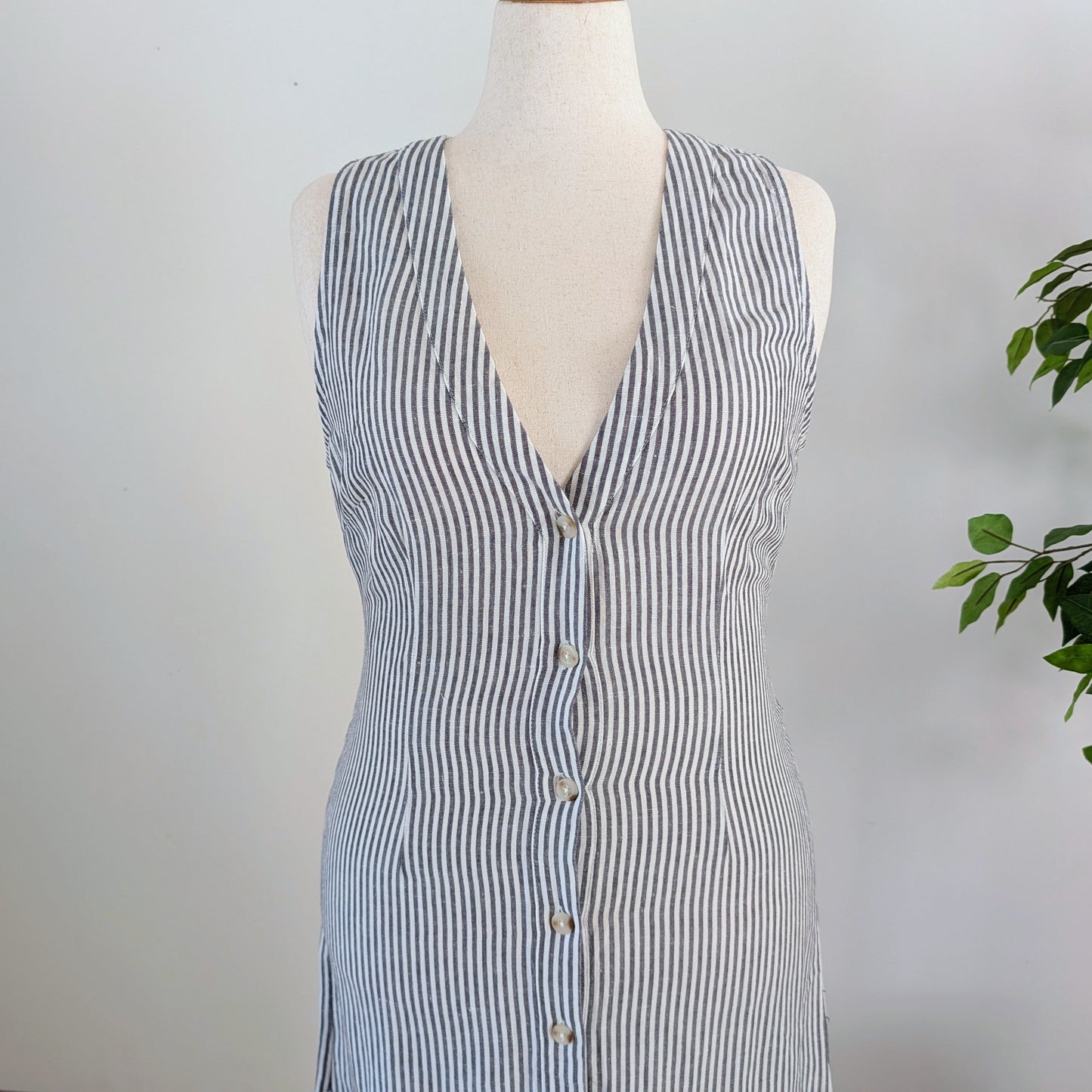Onia Linen Blend Striped Maxi Dress - XL