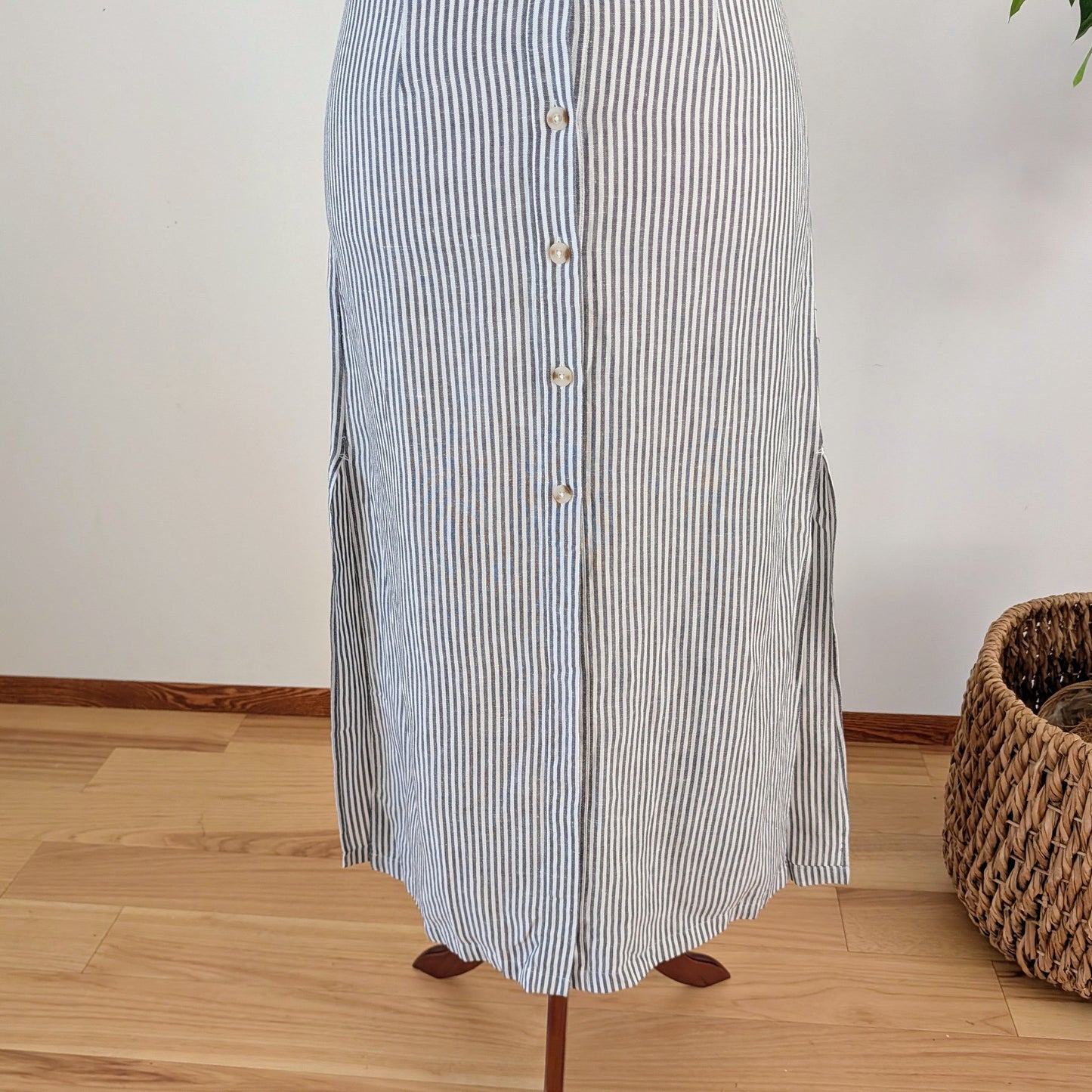 Onia Linen Blend Striped Maxi Dress - XL