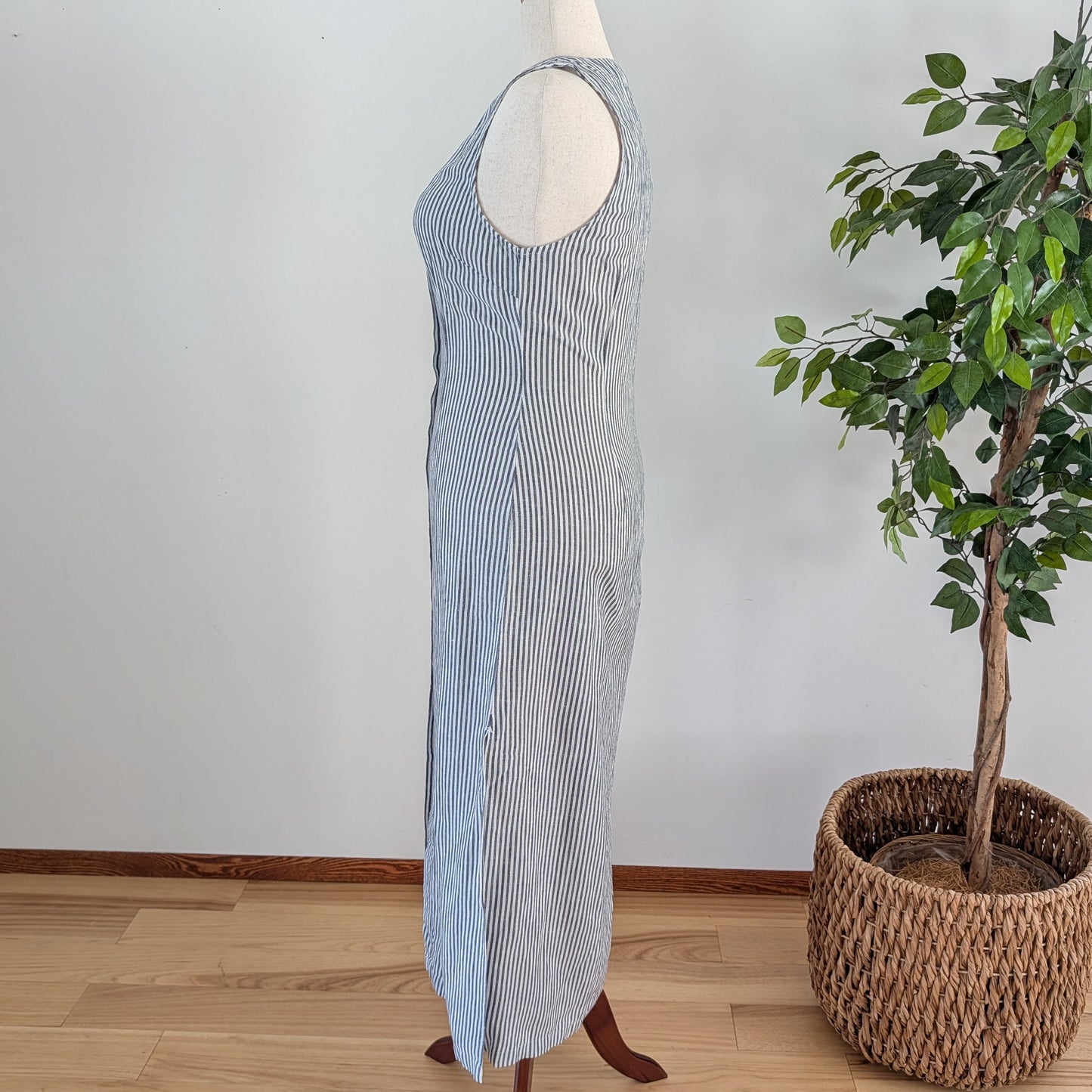 Onia Linen Blend Striped Maxi Dress - XL