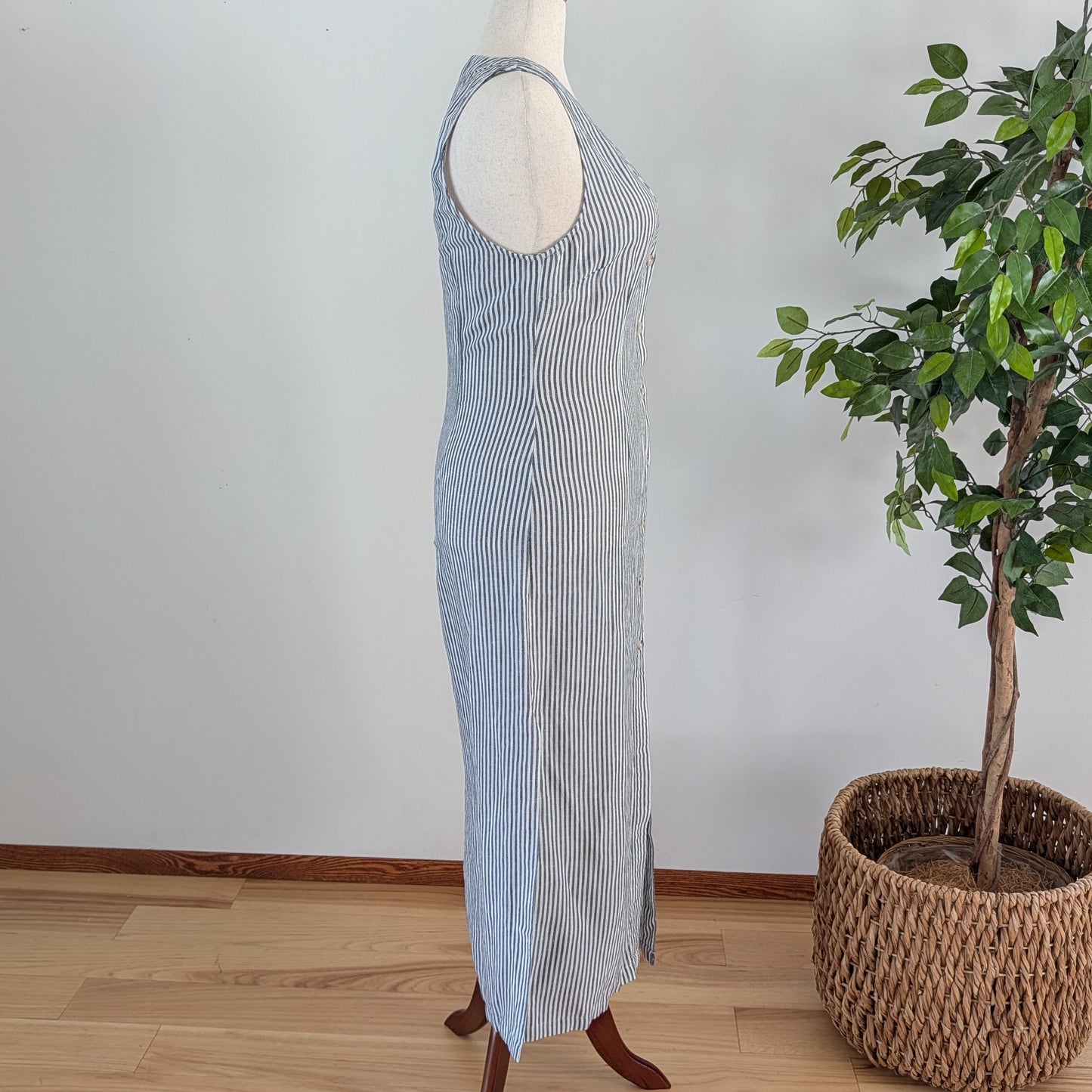 Onia Linen Blend Striped Maxi Dress - XL