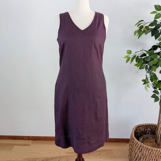 Eddie Bauer Linen Floral Embroidered Dress - 14
