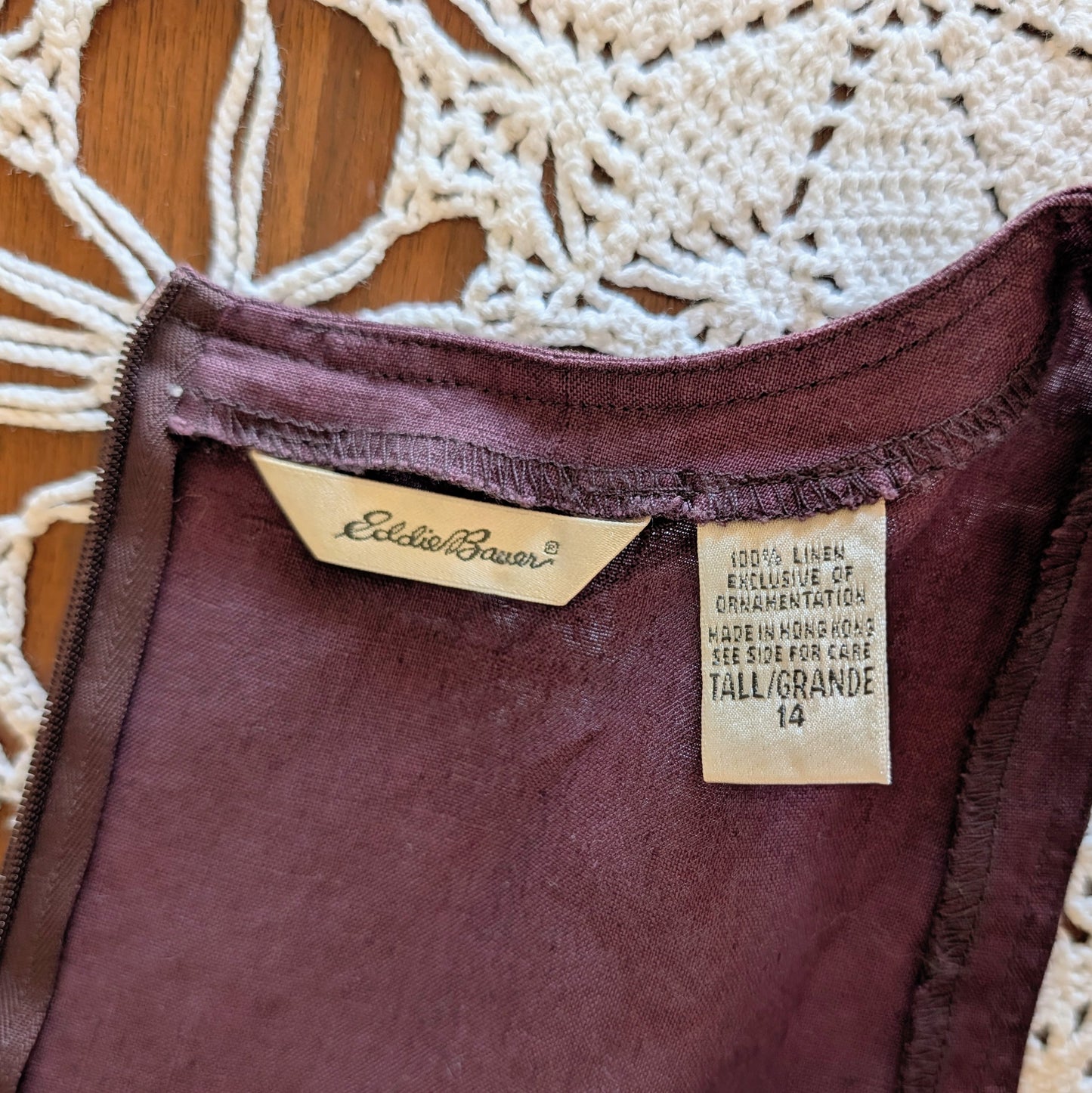 Eddie Bauer Linen Floral Embroidered Dress - 14