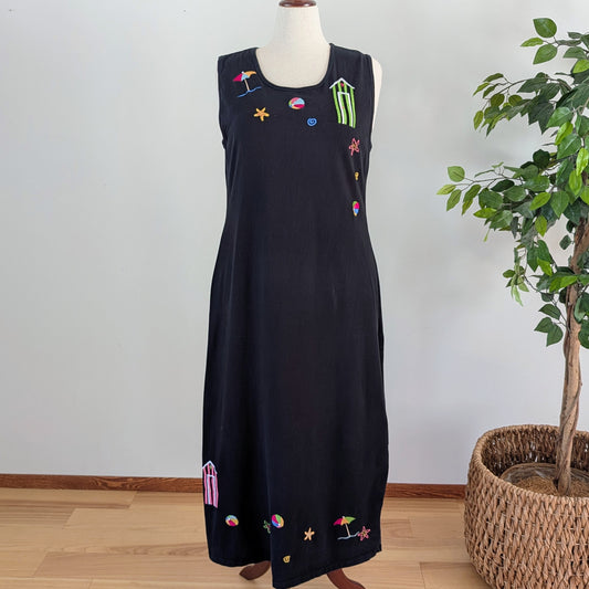Embroidered Beach Maxi Dress - XL