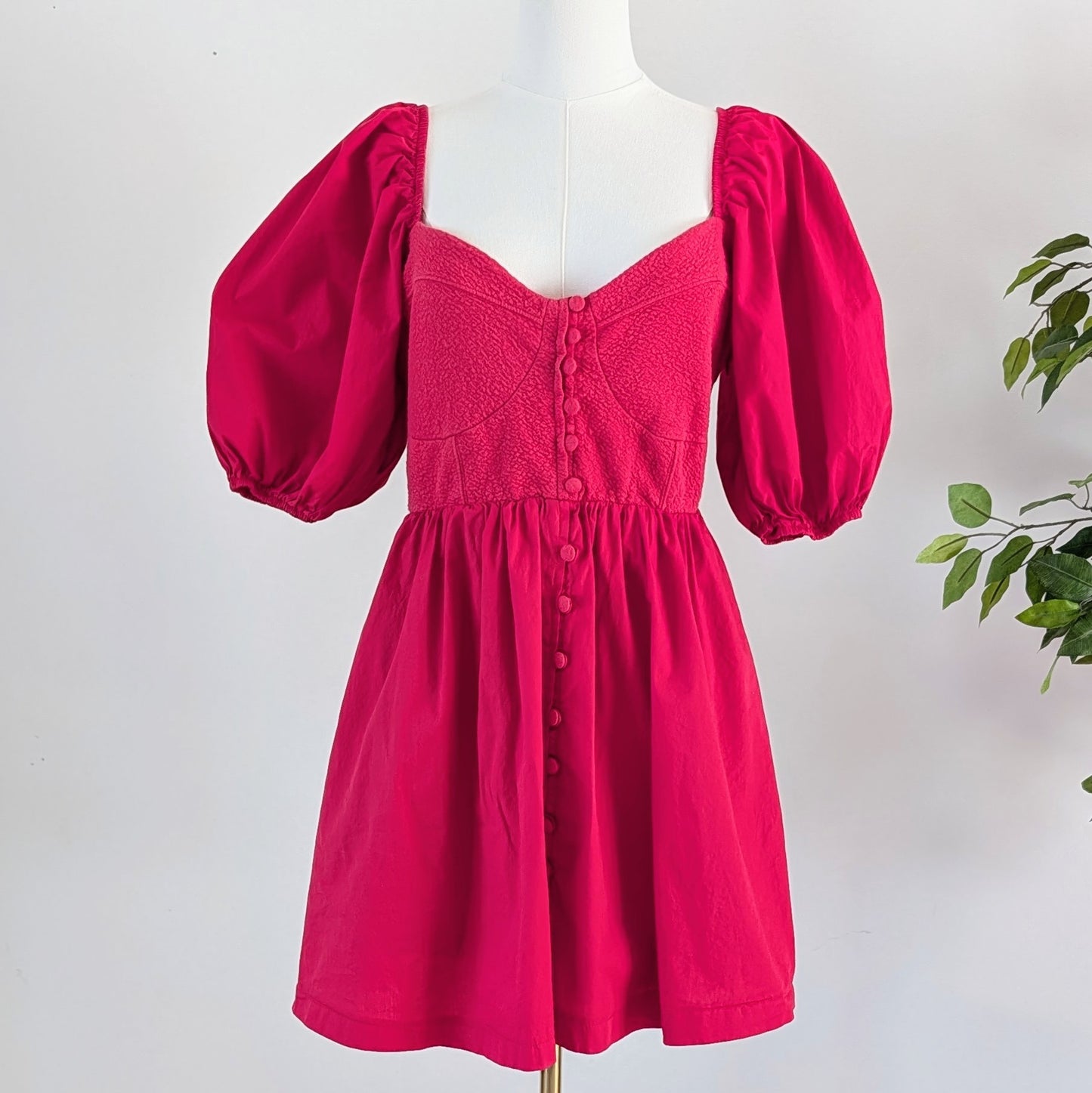 Maeve Anthropologie Puff-Sleeve Mini Dress - L