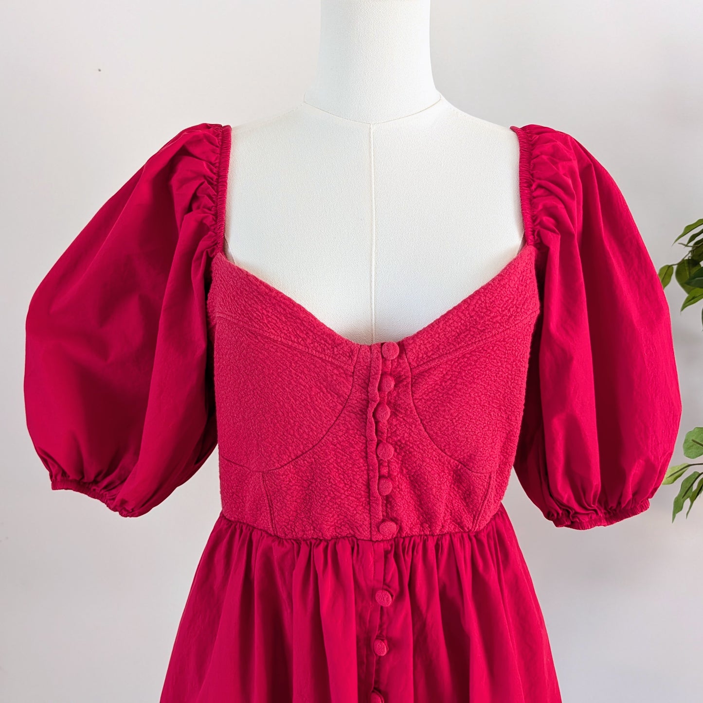 Maeve Anthropologie Puff-Sleeve Mini Dress - L