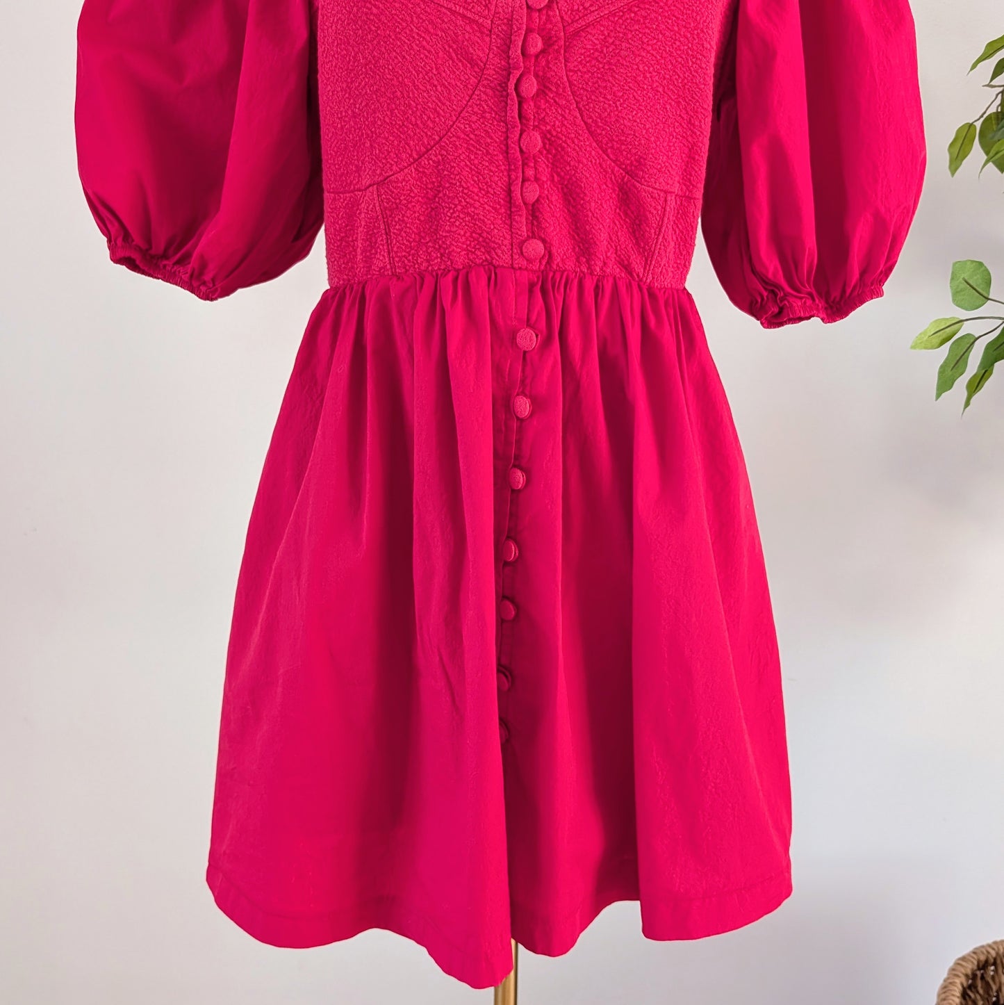Maeve Anthropologie Puff-Sleeve Mini Dress - L