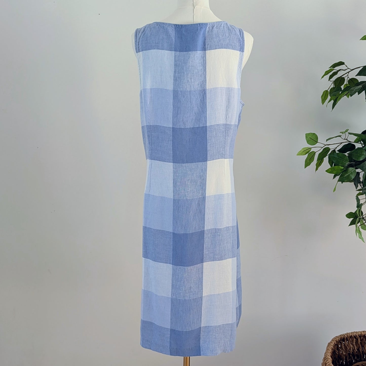 J.Jill Love Linen Gingham Tie-Waist Dress - L
