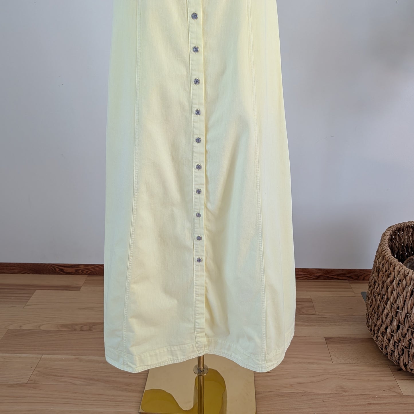 Free People Cotton Button-Front Maxi Dress — L