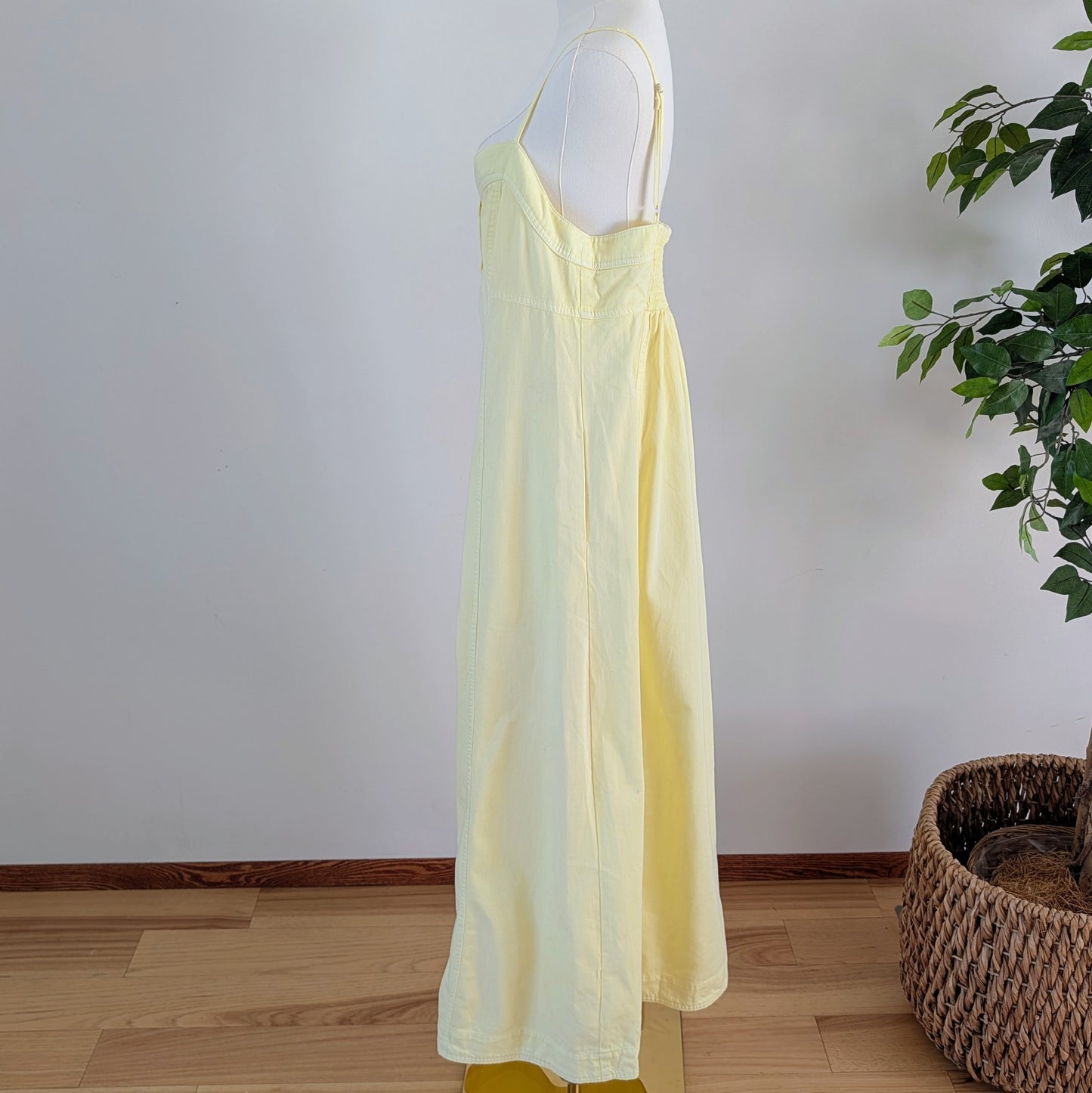 Free People Cotton Button-Front Maxi Dress — L