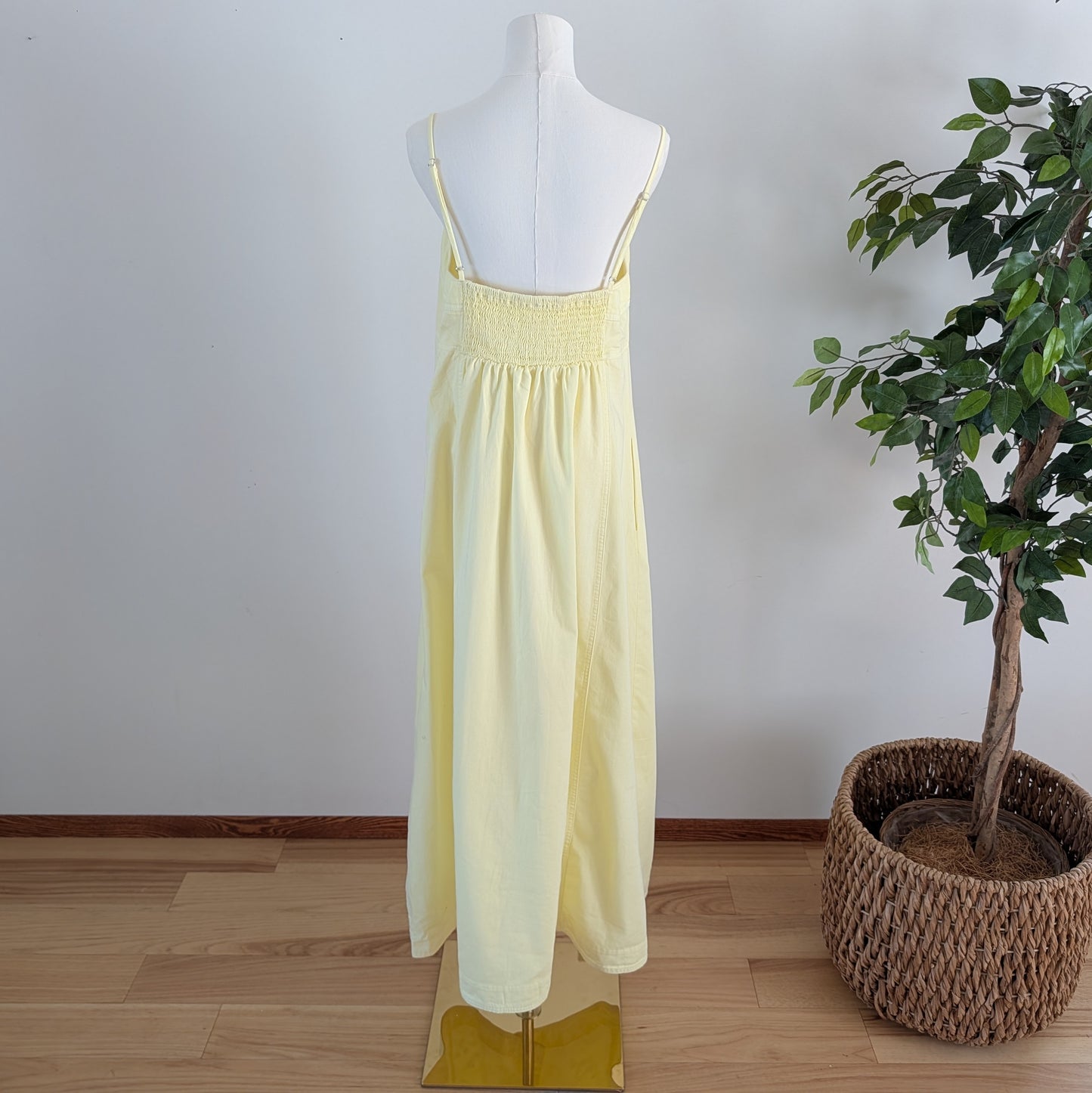Free People Cotton Button-Front Maxi Dress — L