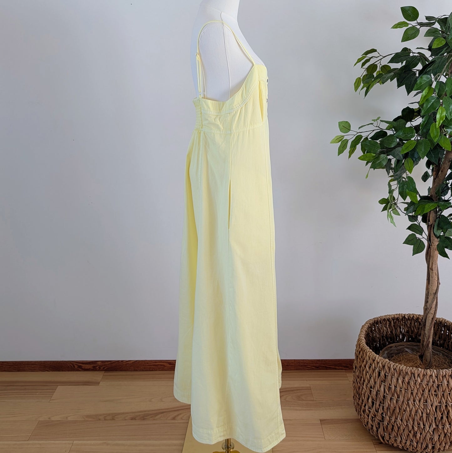 Free People Cotton Button-Front Maxi Dress — L