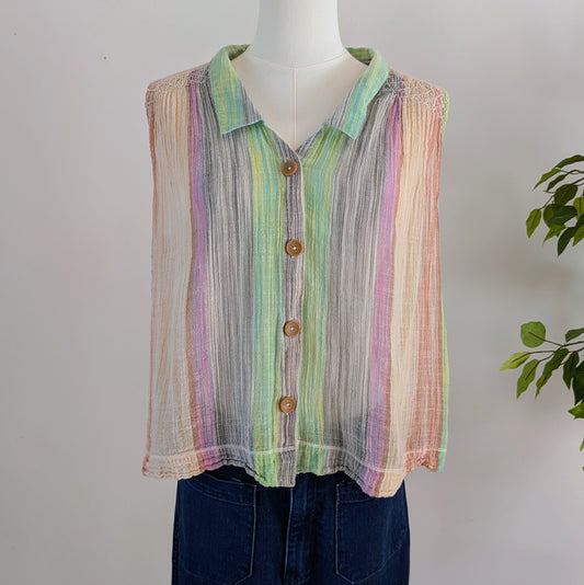 Anthropologie Cotton Colorful Striped Top - M