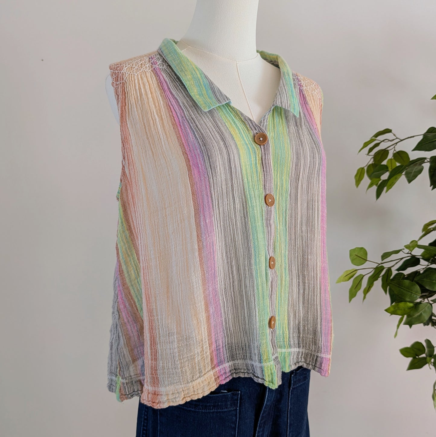 Anthropologie Cotton Colorful Striped Top - M