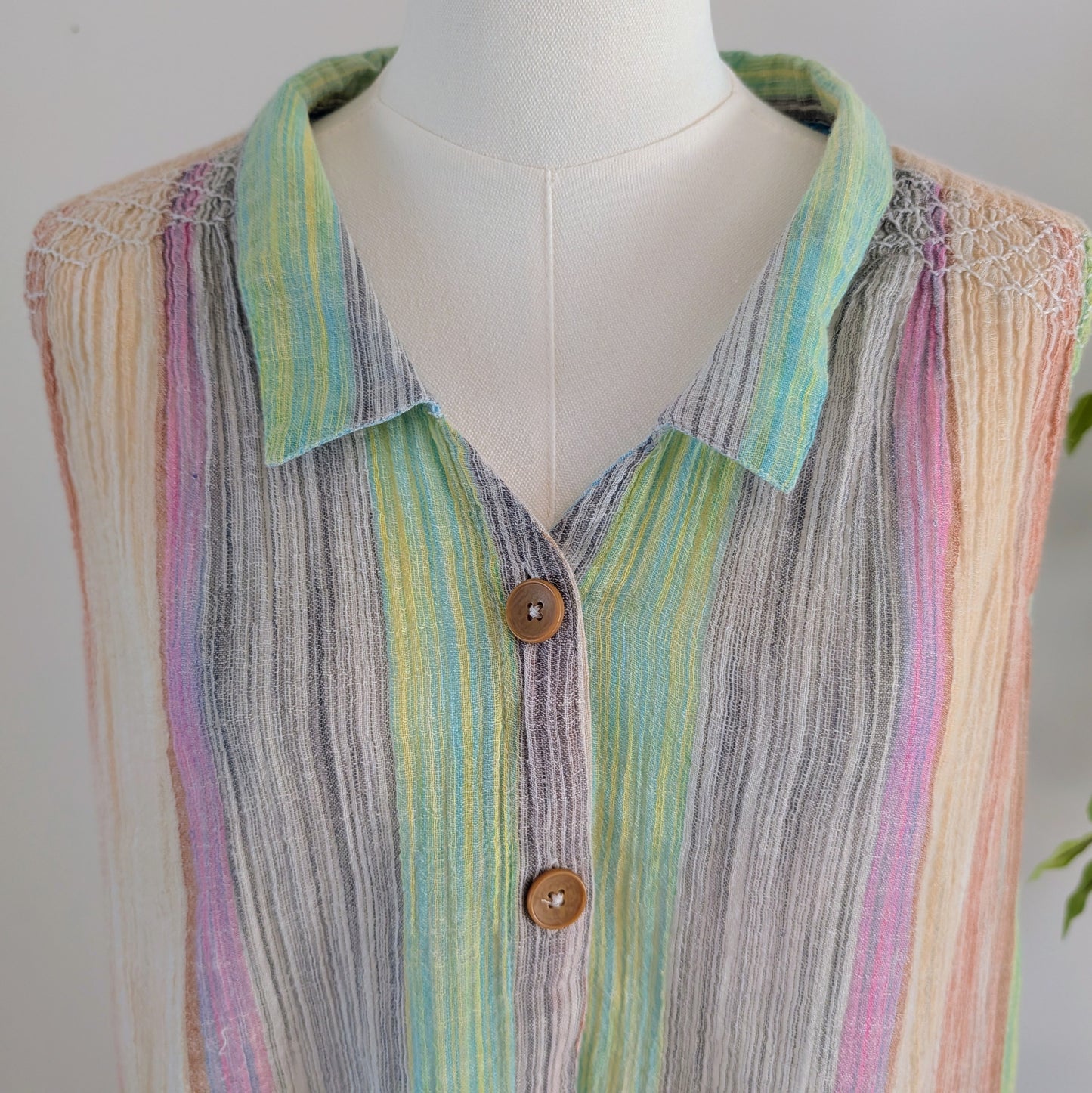 Anthropologie Cotton Colorful Striped Top - M