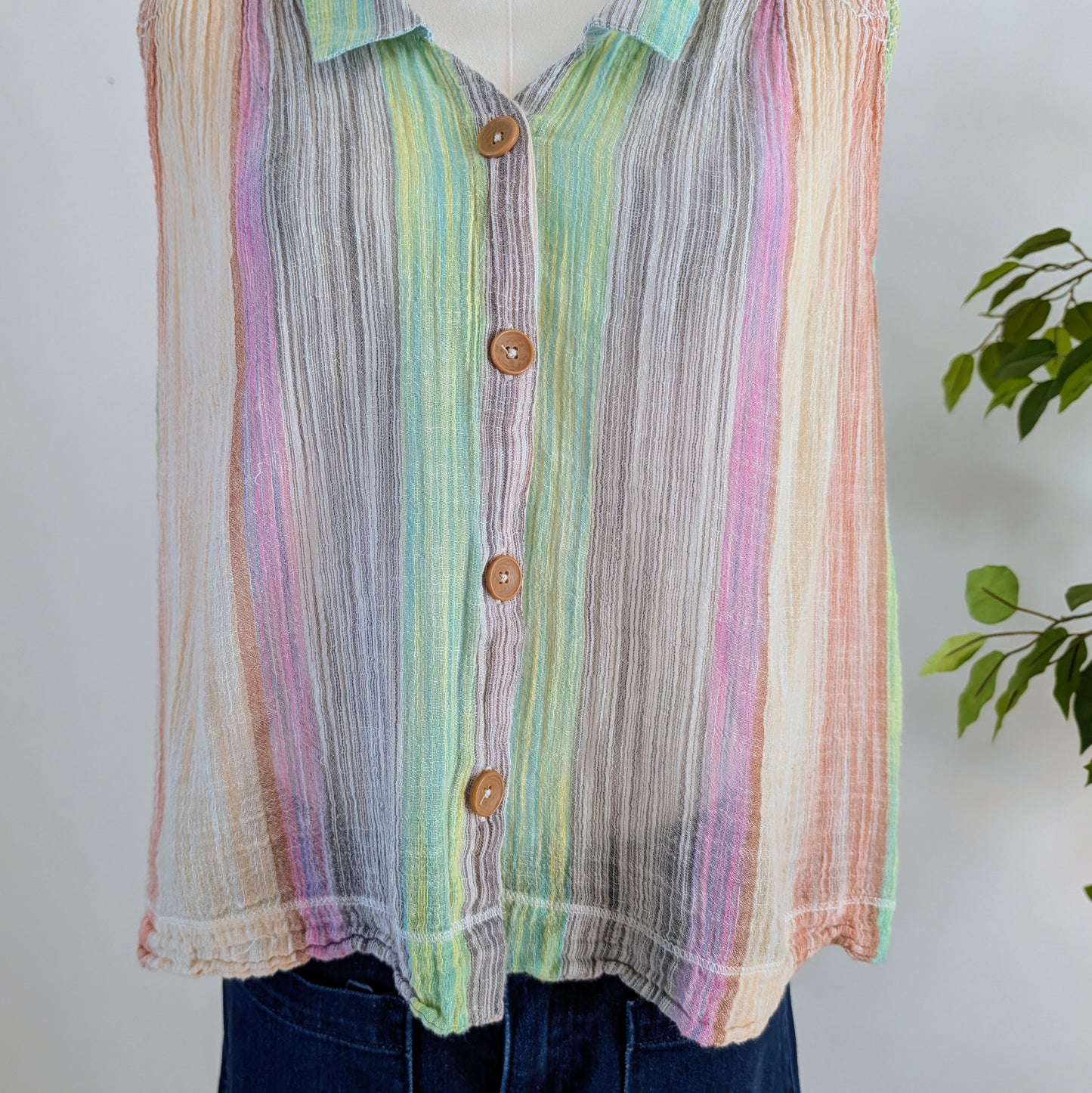 Anthropologie Cotton Colorful Striped Top - M