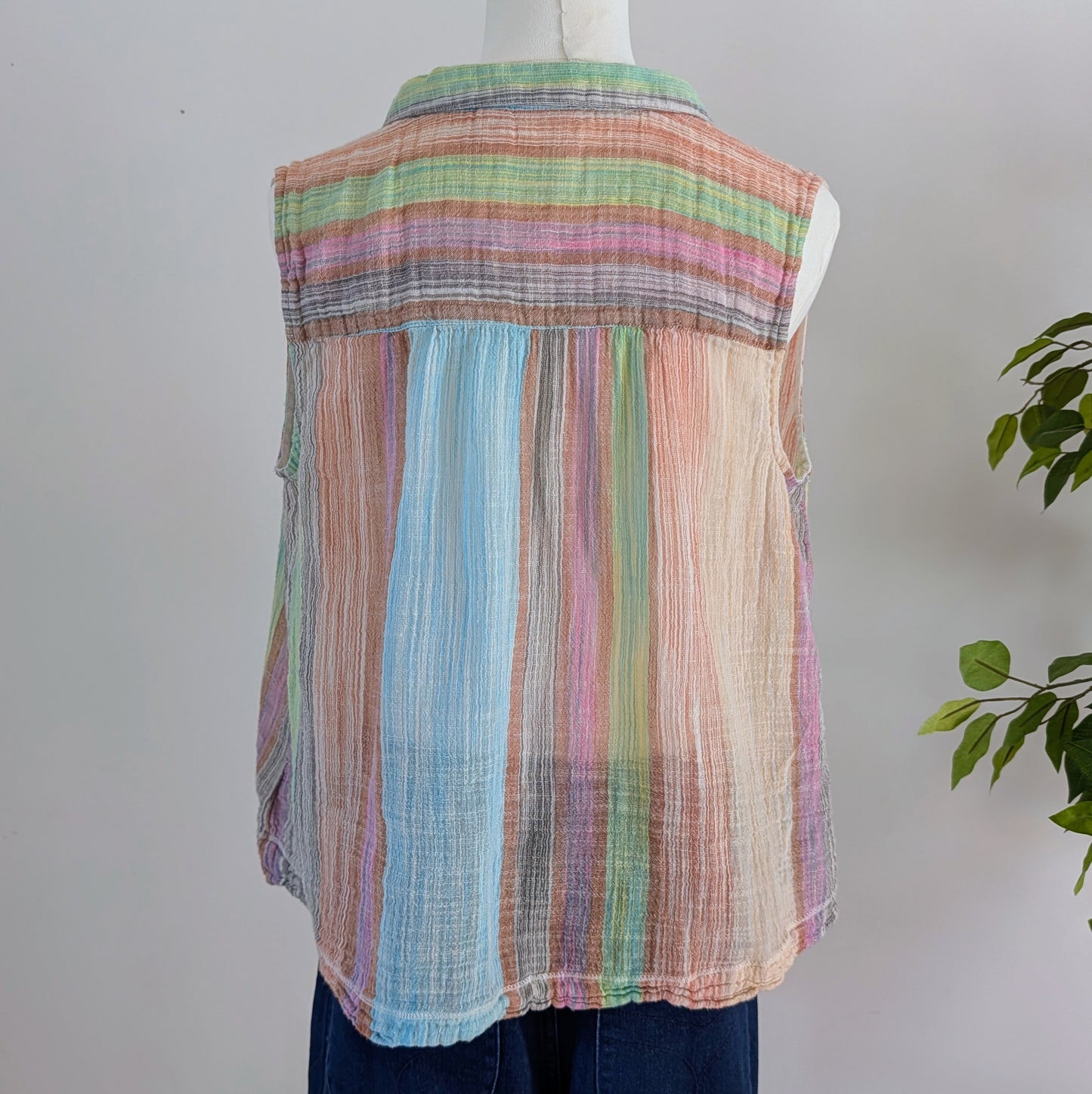 Anthropologie Cotton Colorful Striped Top - M