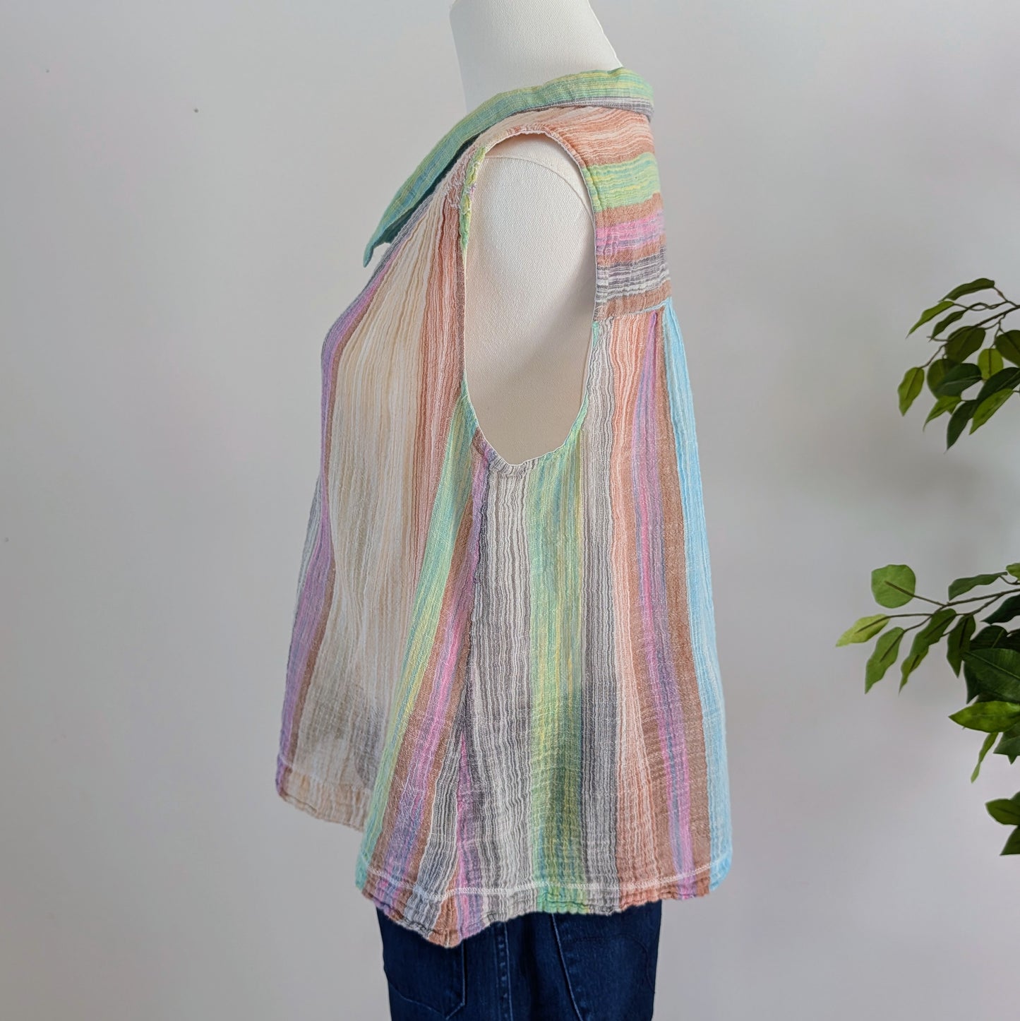 Anthropologie Cotton Colorful Striped Top - M