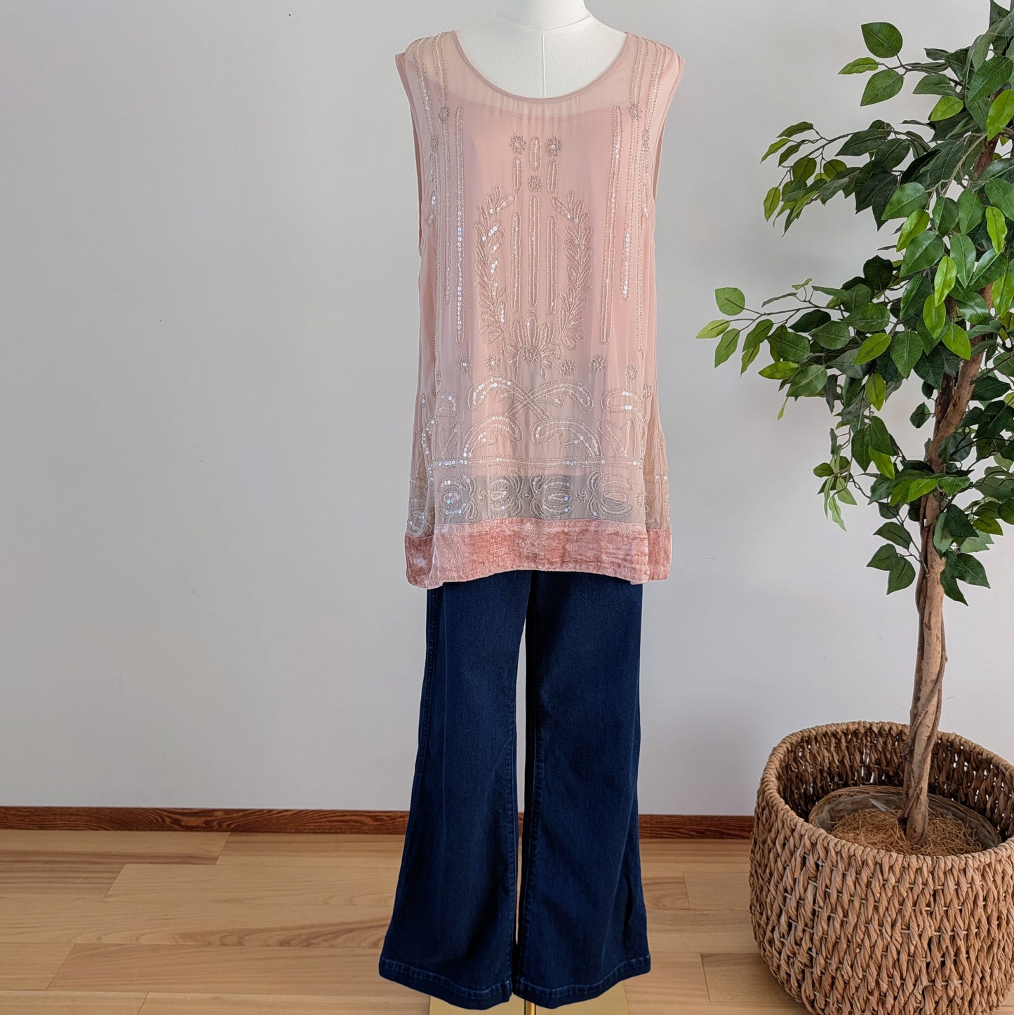 Sundance Beaded Romantic Top Shirt- L